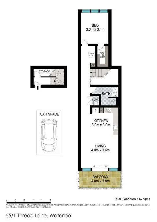 Floorplan of Homely apartment listing, 55/1 Thread Lane, Waterloo NSW 2017