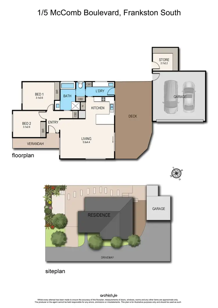 Floorplan of Homely unit listing, Unit 1/5 McComb Boulevard, Frankston South VIC 3199