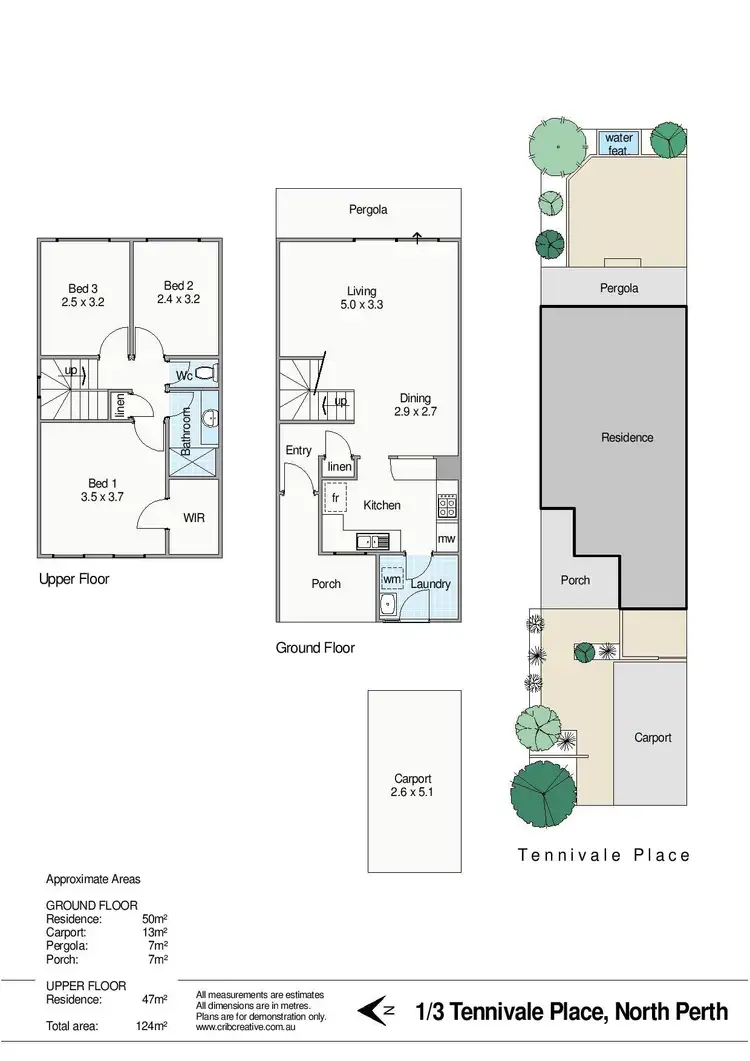 Floorplan of Homely townhouse listing, 1/3 Tennivale Place, North Perth WA 6006