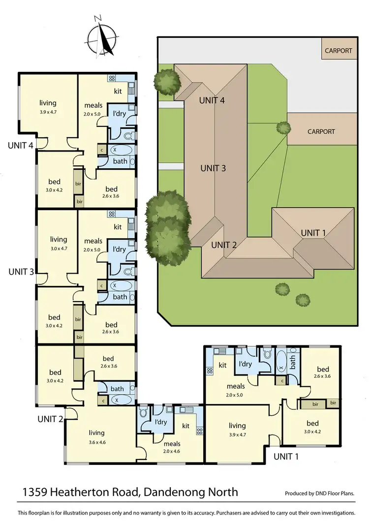 Floorplan of Homely block of units listing, 1-4/1359 Heatherton Road, Dandenong North VIC 3175