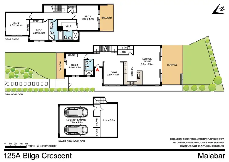 Floorplan of Homely semi-detached listing, 125A Bilga Crescent, Malabar NSW 2036