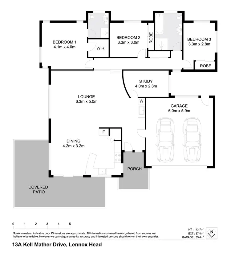 Floorplan of Homely semi-detached listing, 1/13 Kell Mather Drive, Lennox Head NSW 2478