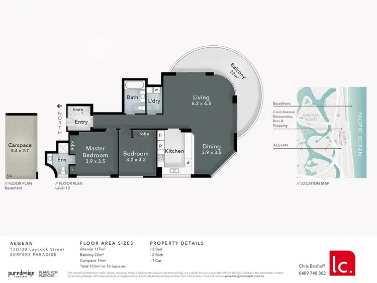 Floorplan of Homely apartment listing, 13d/30 Laycock "Aegean" Street, Surfers Paradise QLD 4217