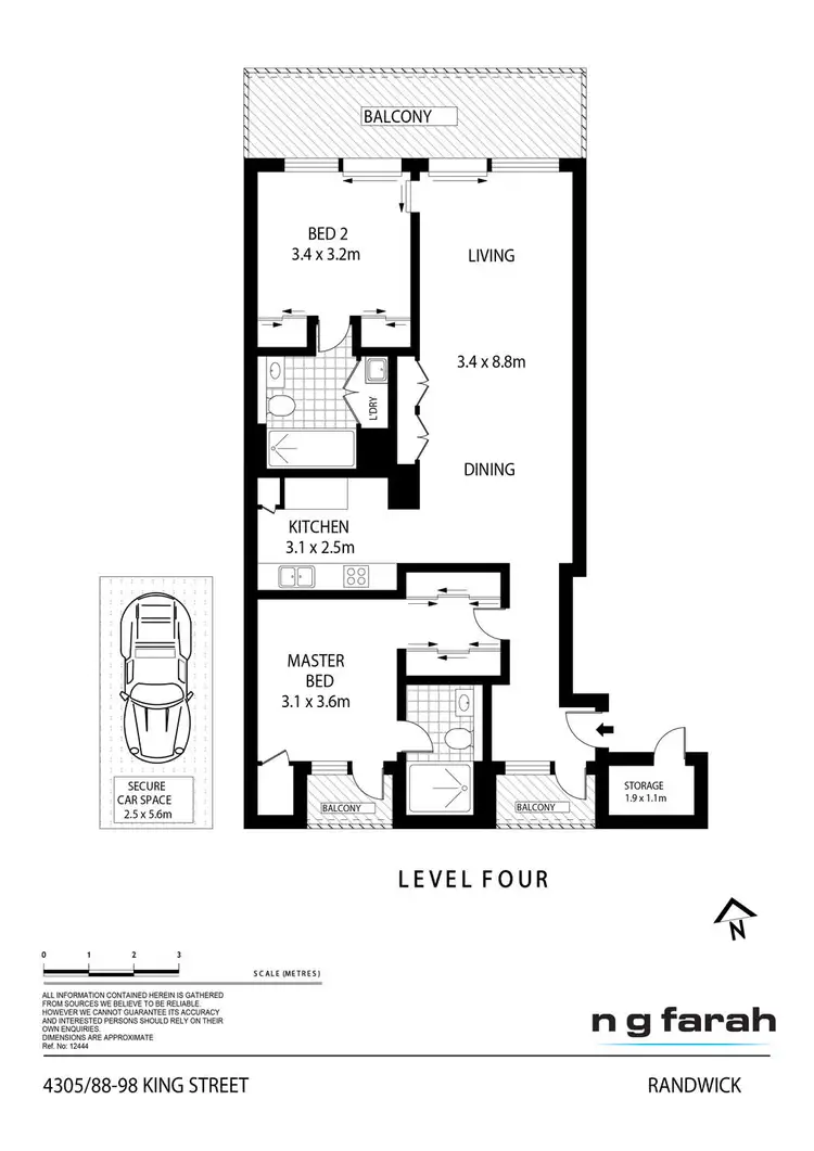 Floorplan of Homely apartment listing, 3405/88-98 King Street, Randwick NSW 2031