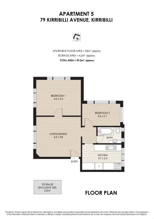 Floorplan of Homely apartment listing, 5/79 Kirribilli Avenue, Kirribilli NSW 2061
