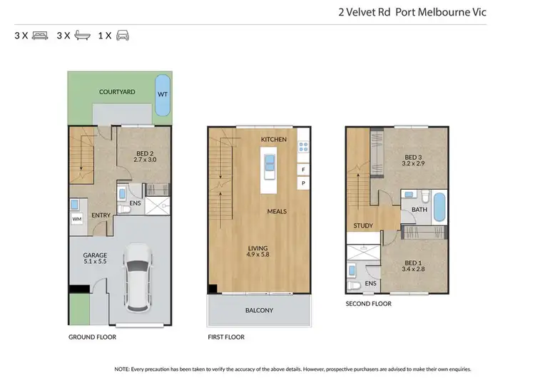 Floorplan of Homely townhouse listing, 2 Velvet Road, Port Melbourne VIC 3207