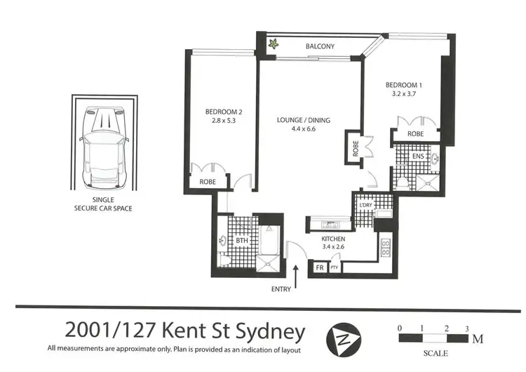 Floorplan of Homely apartment listing, 2001/127 Kent Street, Sydney NSW 2000
