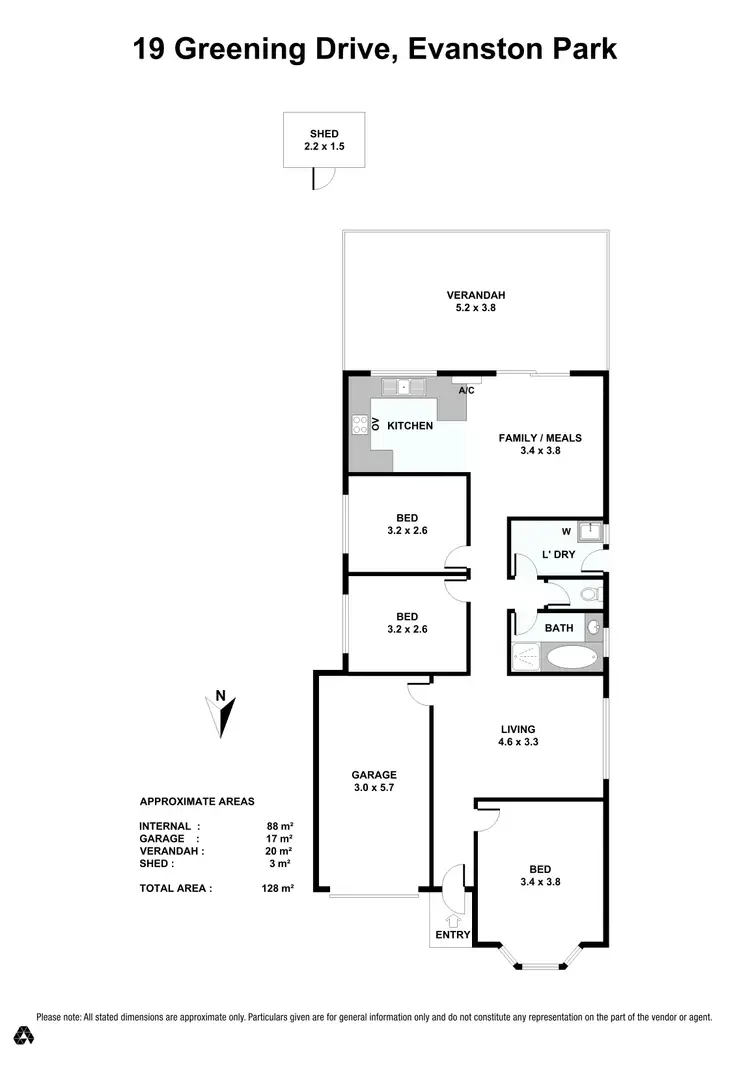 Floorplan of Homely house listing, 19 Greening Drive, Evanston Park SA 5116