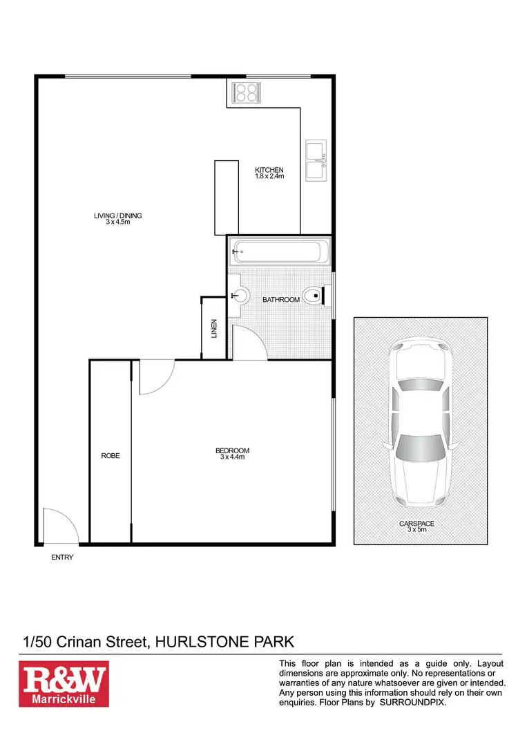 Floorplan of Homely unit listing, 1/50 Crinan Street, Hurlstone Park NSW 2193