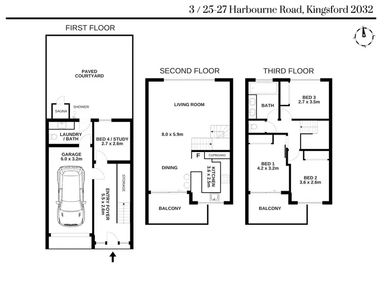 Floorplan of Homely townhouse listing, 3/25-27 Harbourne Road, Kingsford NSW 2032