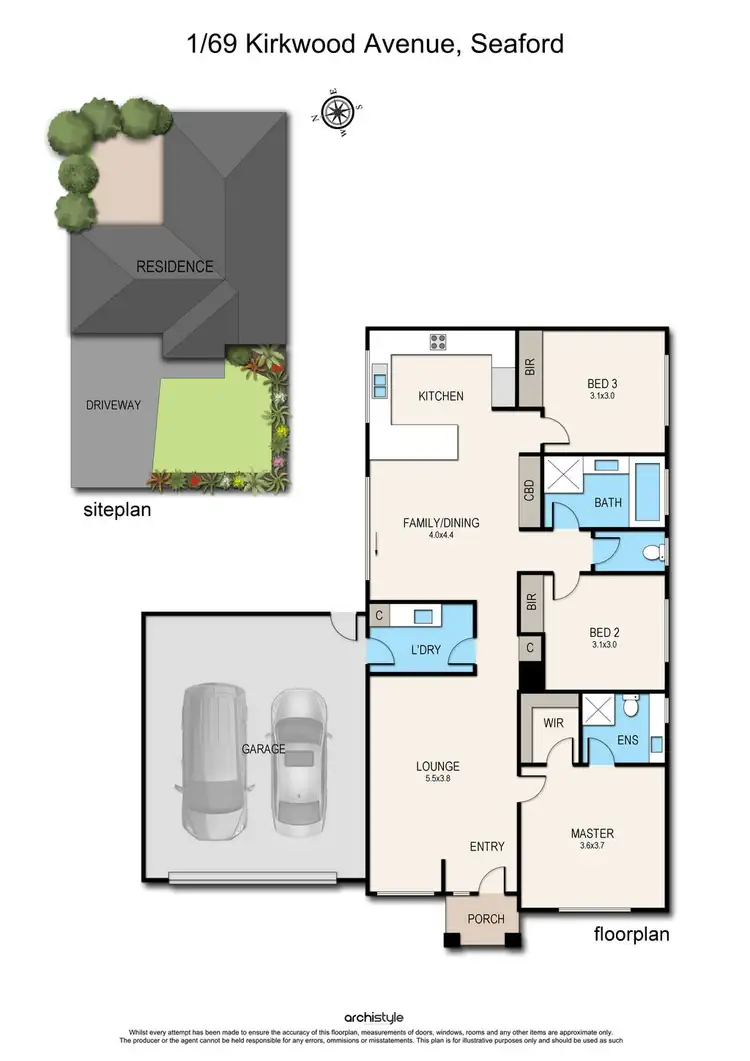 Floorplan of Homely unit listing, 1/69 Kirkwood, Seaford VIC 3198