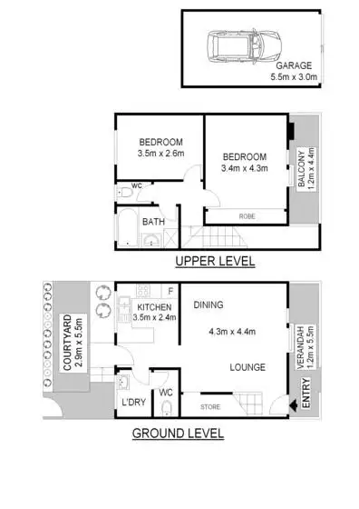Floorplan of Homely townhouse listing, 3/47 Booth Street, Queanbeyan East NSW 2620