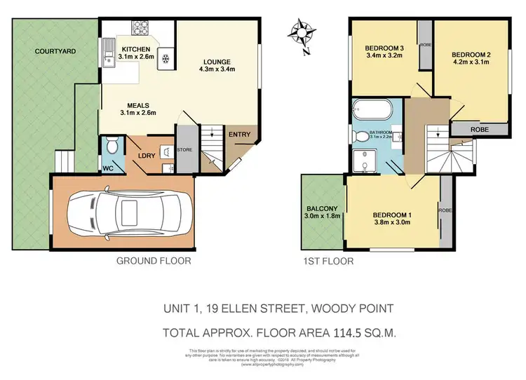 Floorplan of Homely townhouse listing, 1/19 Ellen Street, Woody Point QLD 4019
