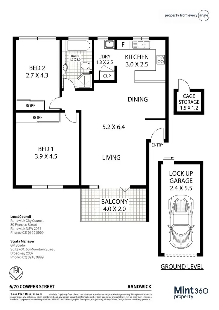 Floorplan of Homely apartment listing, 6/70 Cowper Street, Randwick NSW 2031