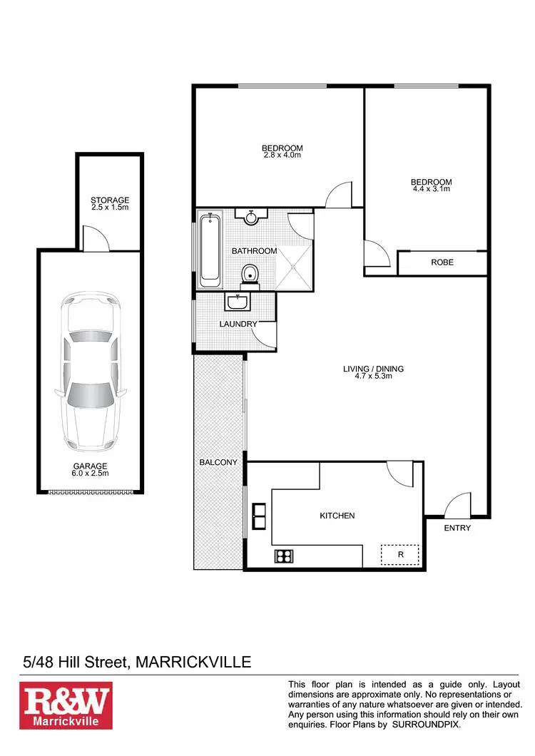 Floorplan of Homely unit listing, 5/48 Hill Street, Marrickville NSW 2204