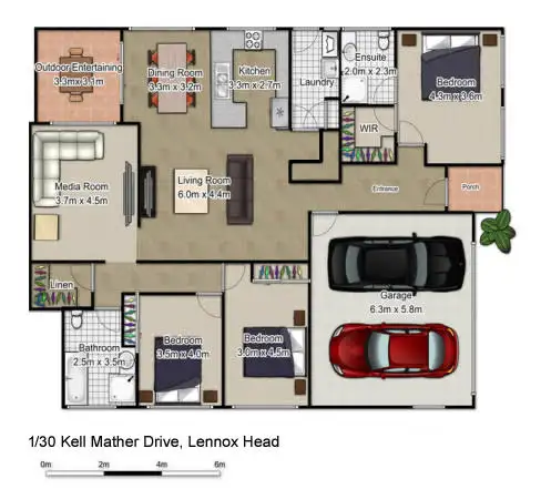 Floorplan of Homely semi-detached listing, 1/30 Kell Mather Drive, Lennox Head NSW 2478