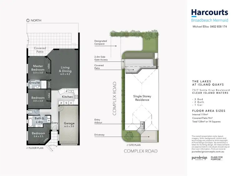 Floorplan of Homely villa listing, 73/7-9 Santa Cruz Boulevard, Clear Island Waters QLD 4226