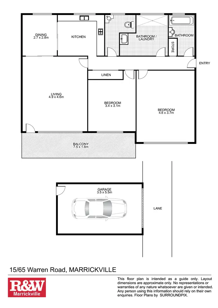 Floorplan of Homely unit listing, 15/65 Warren Road, Marrickville NSW 2204
