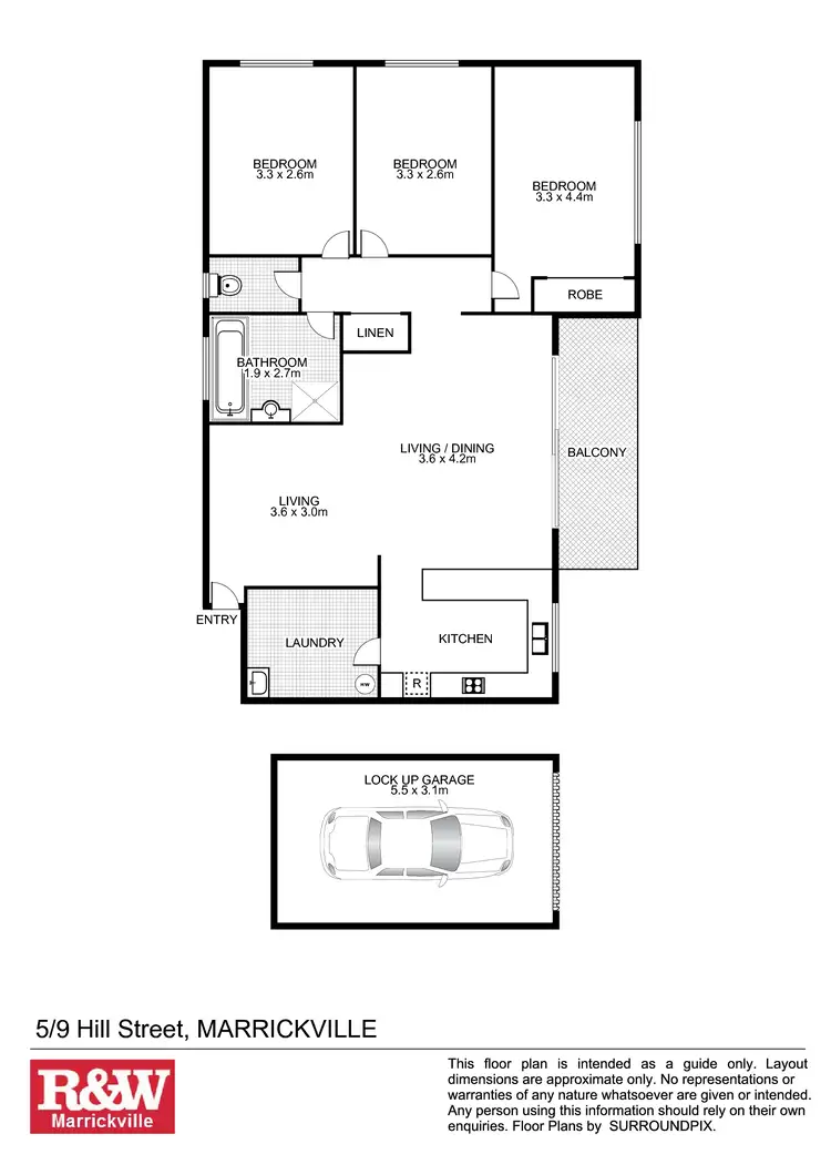 Floorplan of Homely unit listing, 5/9 Hill Street, Marrickville NSW 2204