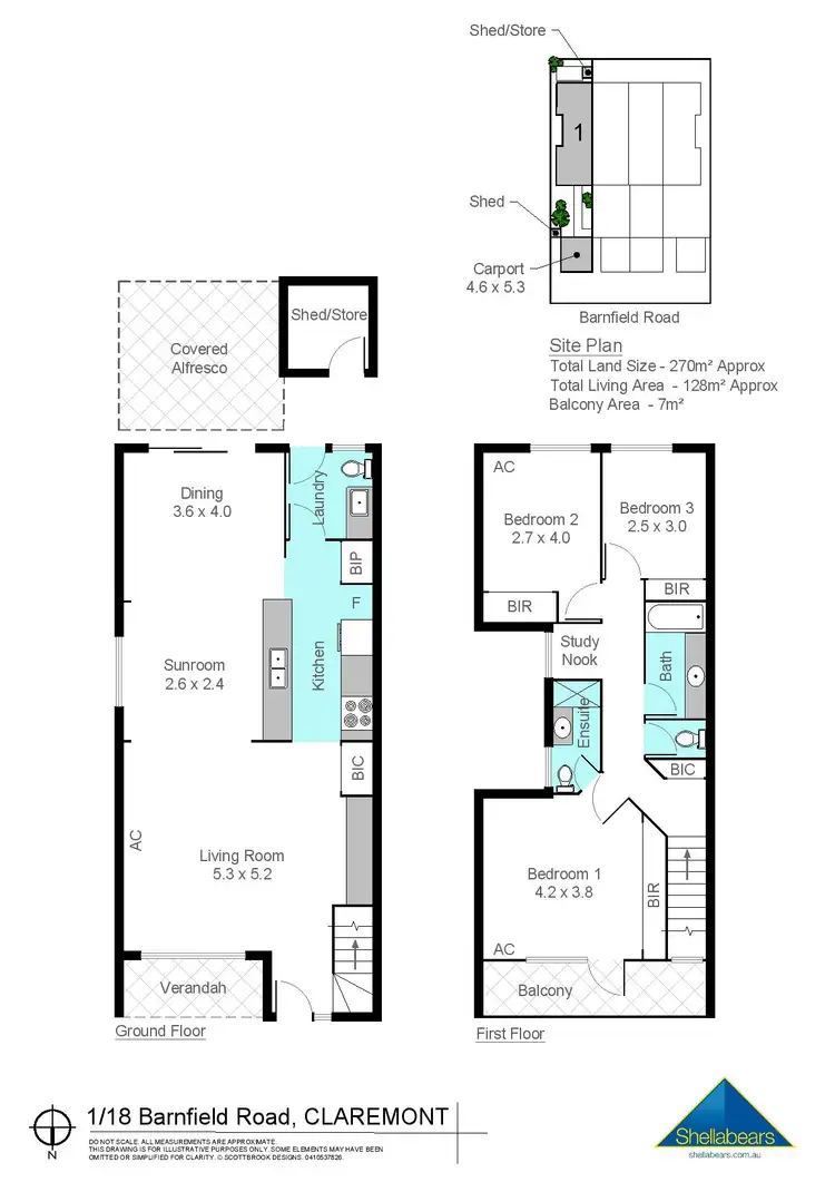 Floorplan of Homely townhouse listing, 1/18 Barnfield Road, Claremont WA 6010