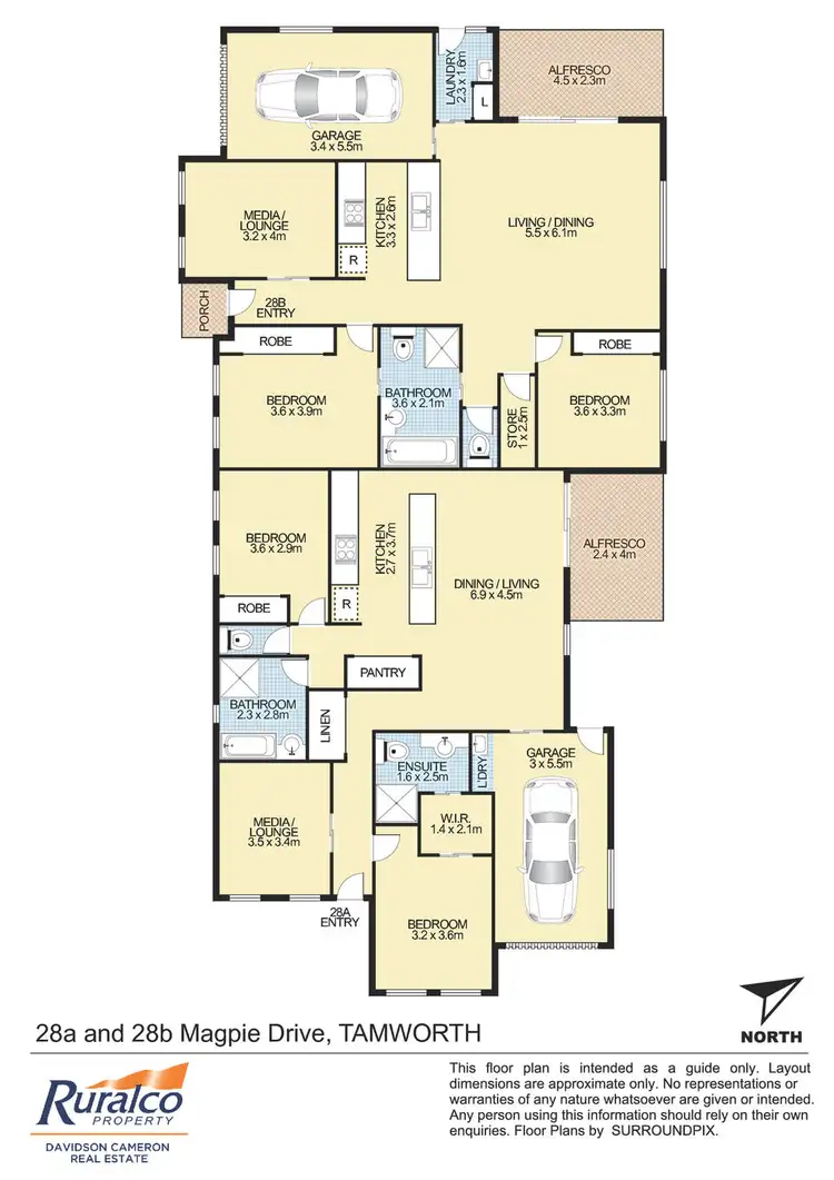 Floorplan of Homely semi-detached listing, 28a & 28b Magpie Drive, Tamworth NSW 2340