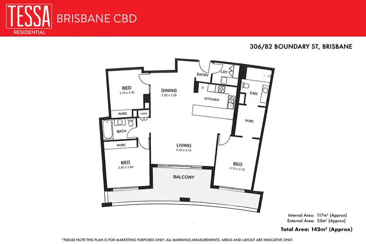 Floorplan of Homely apartment listing, 306/82 Boundary Street, Brisbane City QLD 4000