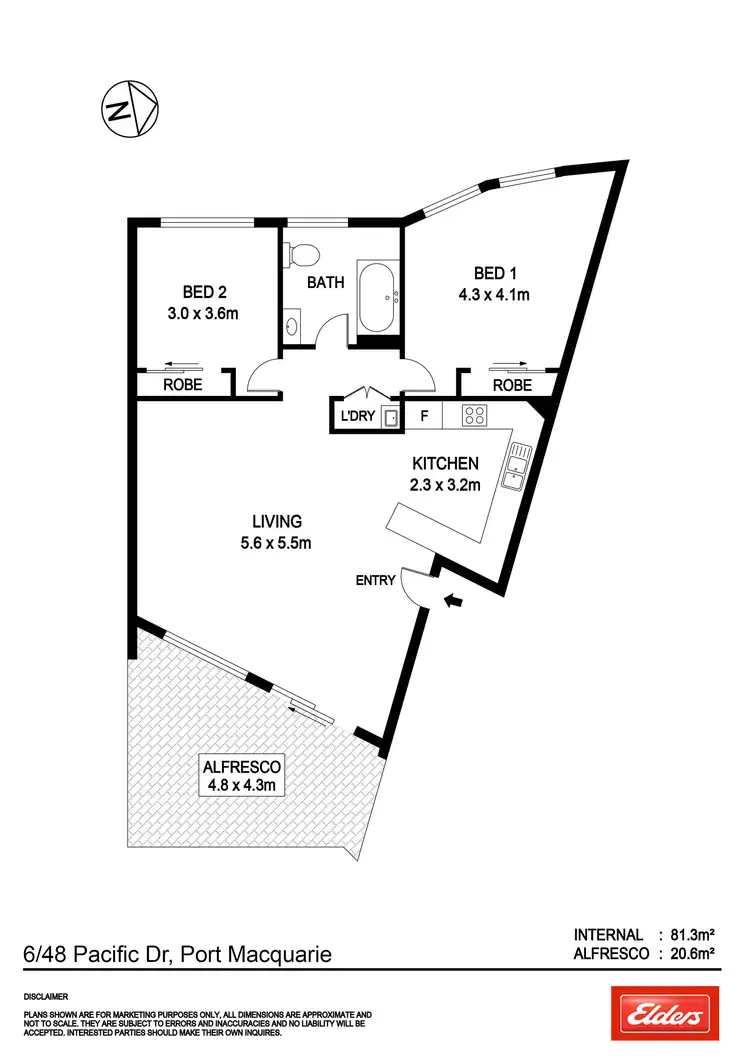 Floorplan of Homely unit listing, 6/48 Pacific Drive, Port Macquarie NSW 2444