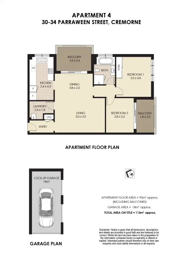Floorplan of Homely apartment listing, 4/30-34 Parraween Street, Cremorne NSW 2090