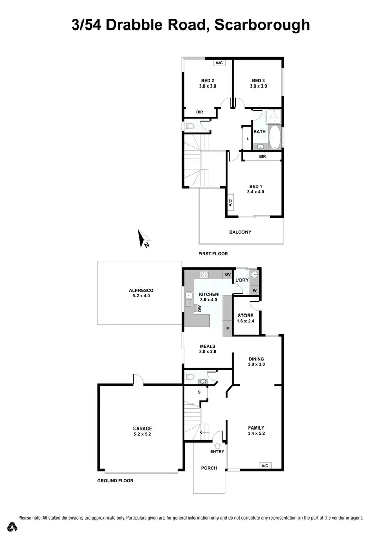 Floorplan of Homely townhouse listing, 3/54 Drabble Road, Scarborough WA 6019