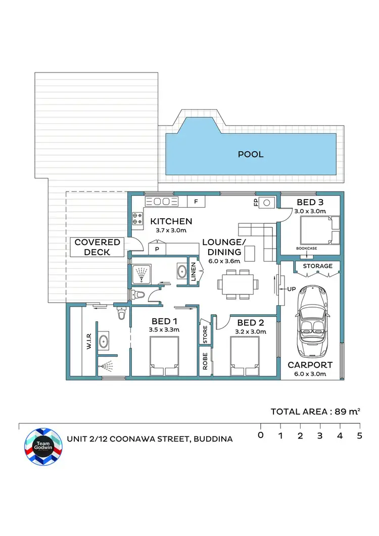 Floorplan of Homely semi-detached listing, 2/12 Coonawa Street, Buddina QLD 4575