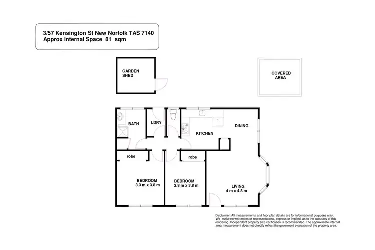 Floorplan of Homely unit listing, 3/57 Kensington Street, New Norfolk TAS 7140