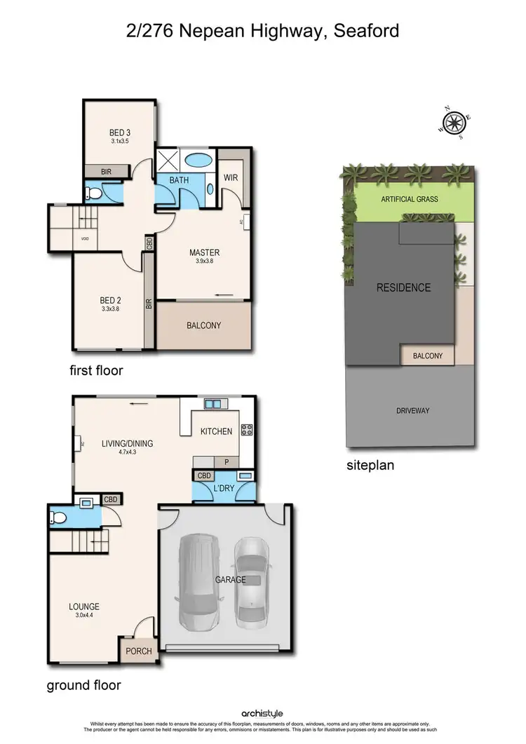 Floorplan of Homely townhouse listing, 2/276 Nepean Highway, Seaford VIC 3198