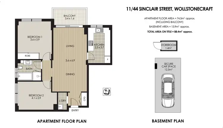 Floorplan of Homely apartment listing, 11/42-44 Sinclair Street, Wollstonecraft NSW 2065