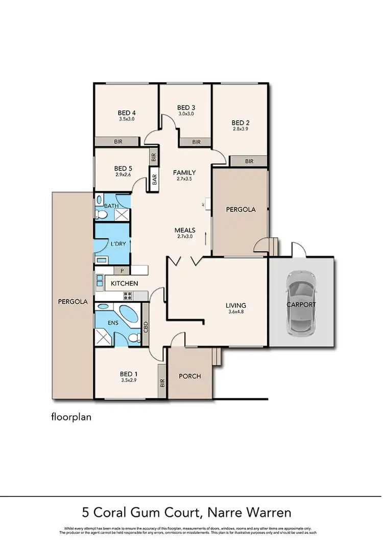 Floorplan of Homely house listing, 5 Coral Gum Court, Narre Warren VIC 3805