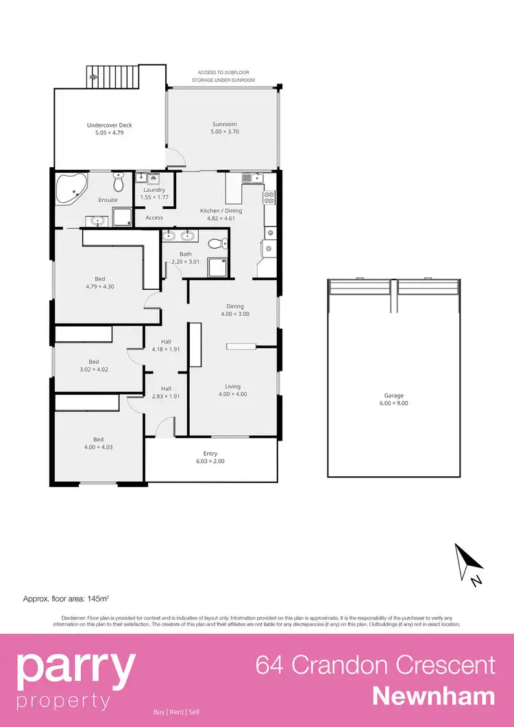 Floorplan of Homely house listing, 64 Crandon Cres, Newnham TAS 7248