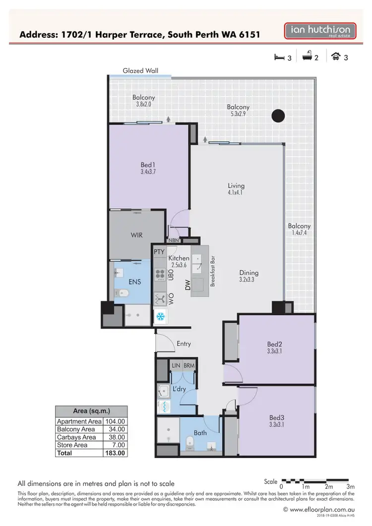 Floorplan of Homely apartment listing, 1702/1 Harper Tce, South Perth WA 6151