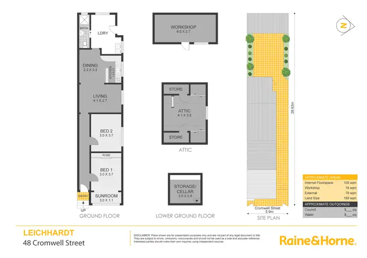 Floorplan of Homely semi-detached listing, 48 Cromwell Street, Leichhardt NSW 2040