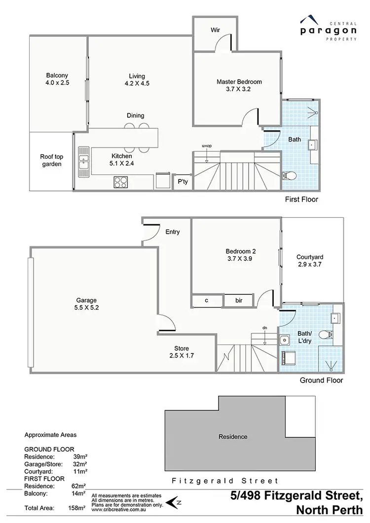 Floorplan of Homely townhouse listing, 3/498 Fitzgerald Street, North Perth WA 6006