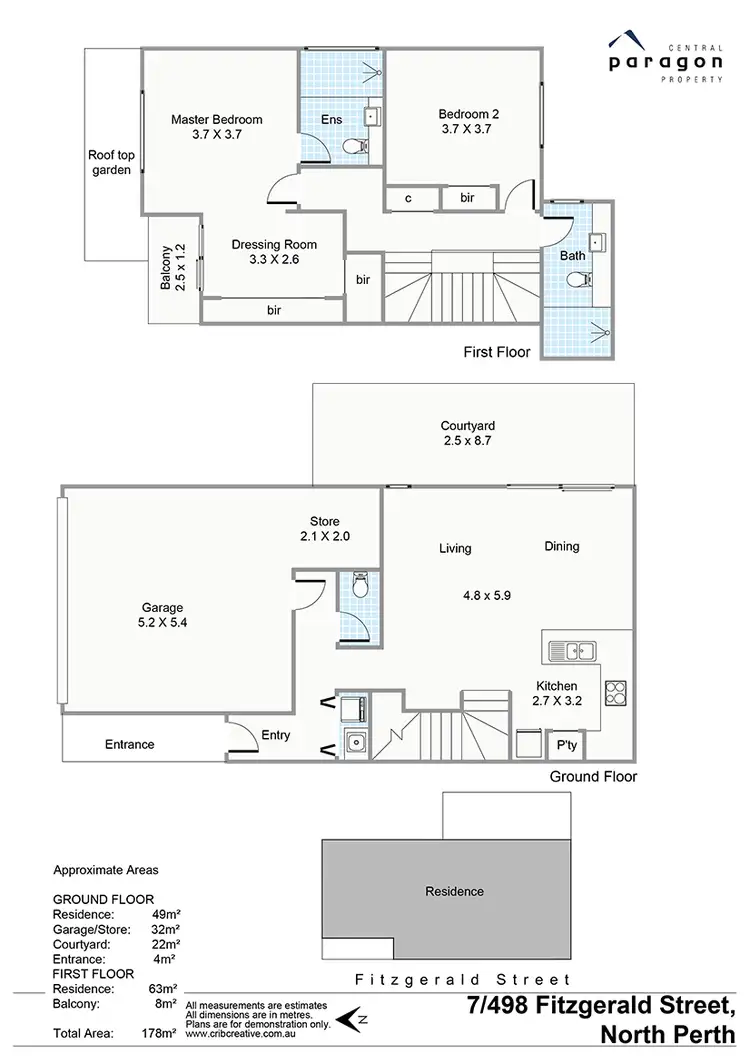 Floorplan of Homely townhouse listing, 7/498 Fitzgerald Street, North Perth WA 6006