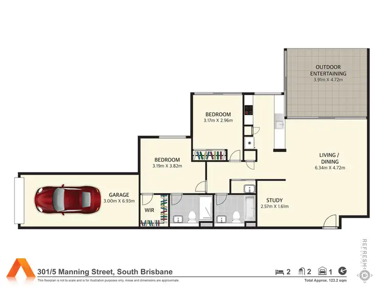 Floorplan of Homely unit listing, 301/5 Manning Street, South Brisbane QLD 4101