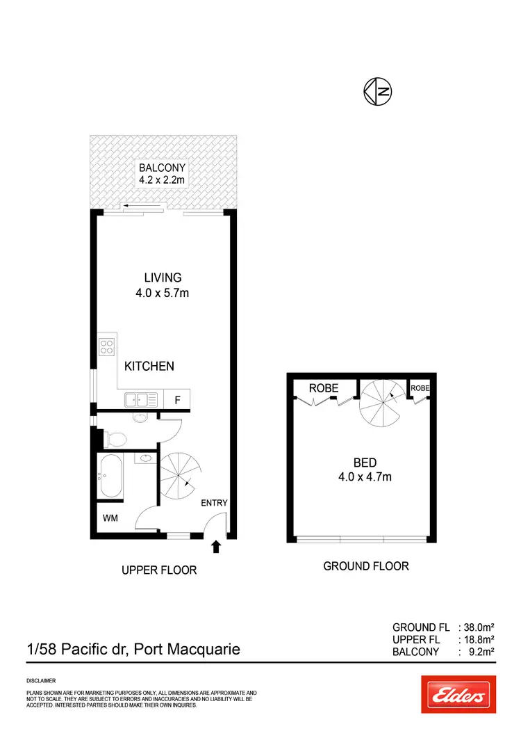 Floorplan of Homely unit listing, 1/58 Pacific Drive, Port Macquarie NSW 2444