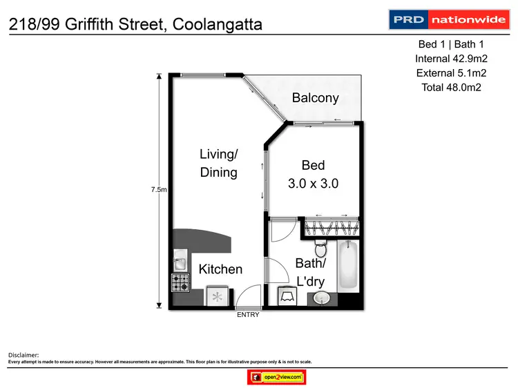 Floorplan of Homely unit listing, 218/99 Griffith St, Coolangatta QLD 4225