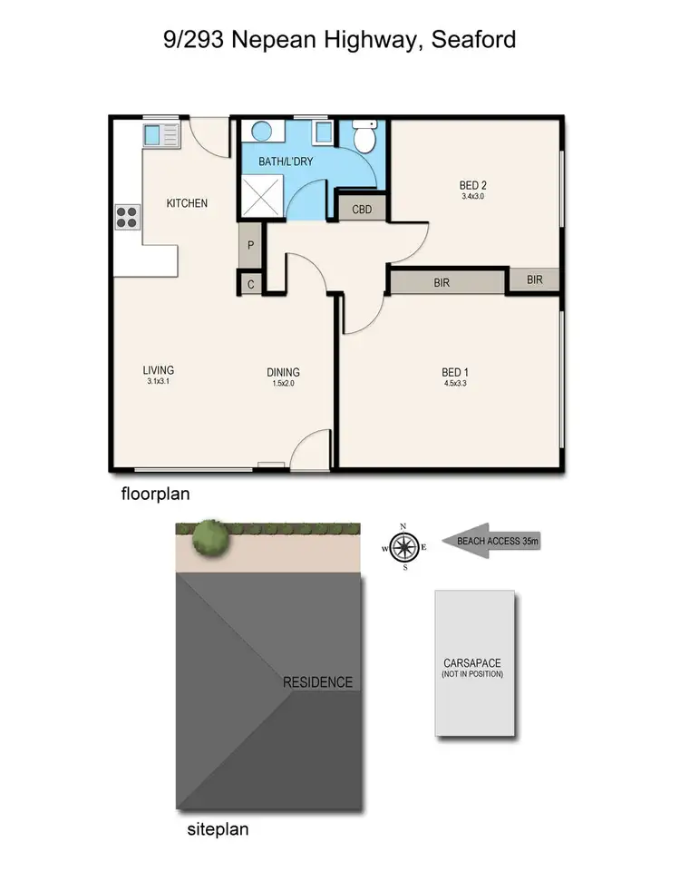 Floorplan of Homely unit listing, 9/293 Nepean Highway, Seaford VIC 3198
