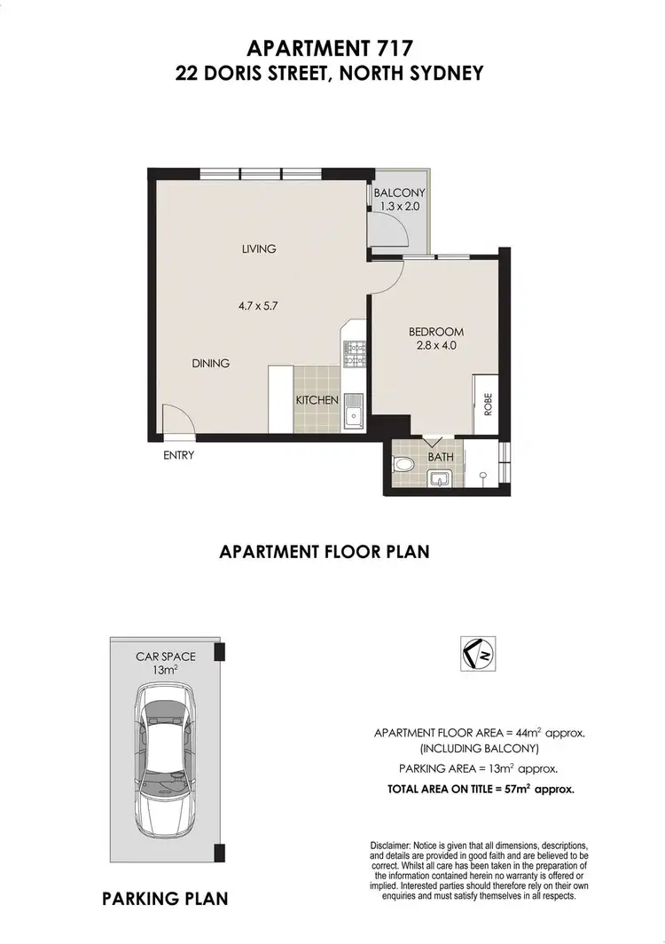 Floorplan of Homely apartment listing, 717/22 Doris Street (Enter from 27 Neutral Street), North Sydney NSW 2060