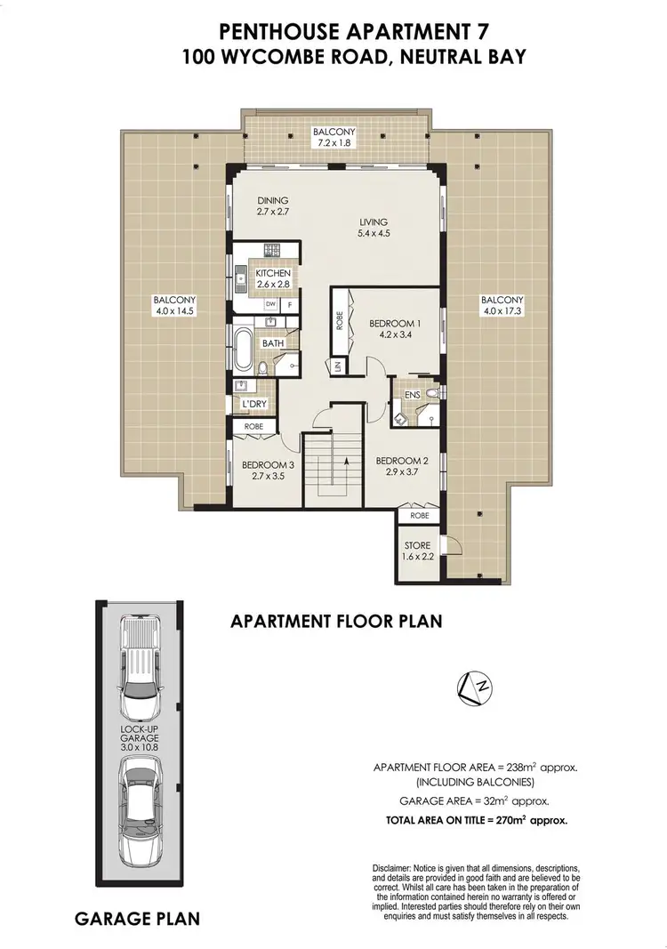 Floorplan of Homely apartment listing, 7/100 Wycombe Road, Neutral Bay NSW 2089