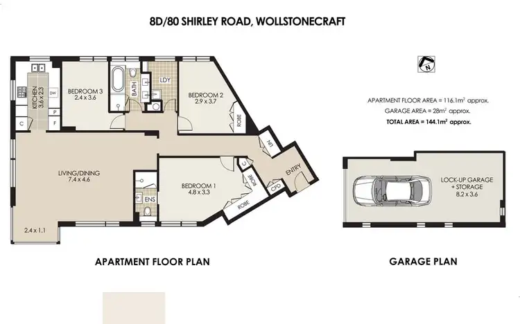 Floorplan of Homely apartment listing, 8D/80 Shirley Road, Wollstonecraft NSW 2065
