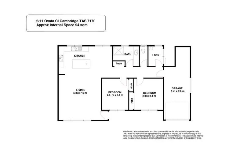 Floorplan of Homely unit listing, 2/11 Ovata Close, Cambridge TAS 7170