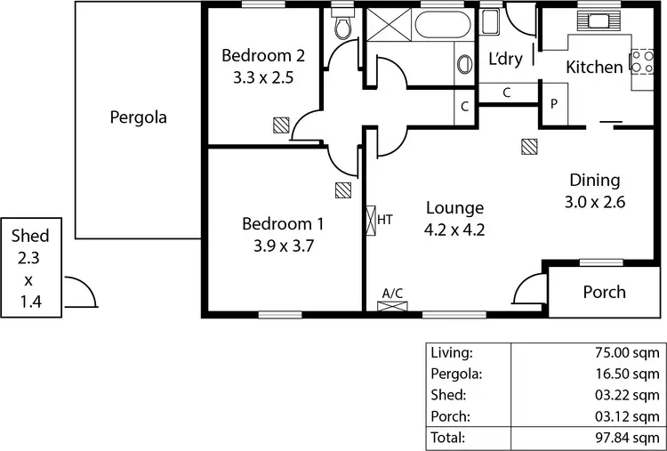 Floorplan of Homely unit listing, 2/13 Bridge Street, Salisbury SA 5108