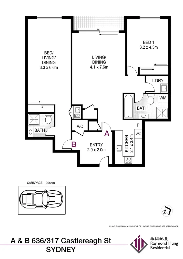 Floorplan of Homely apartment listing, 636A&B/317 Castlereagh St, Sydney NSW 2000