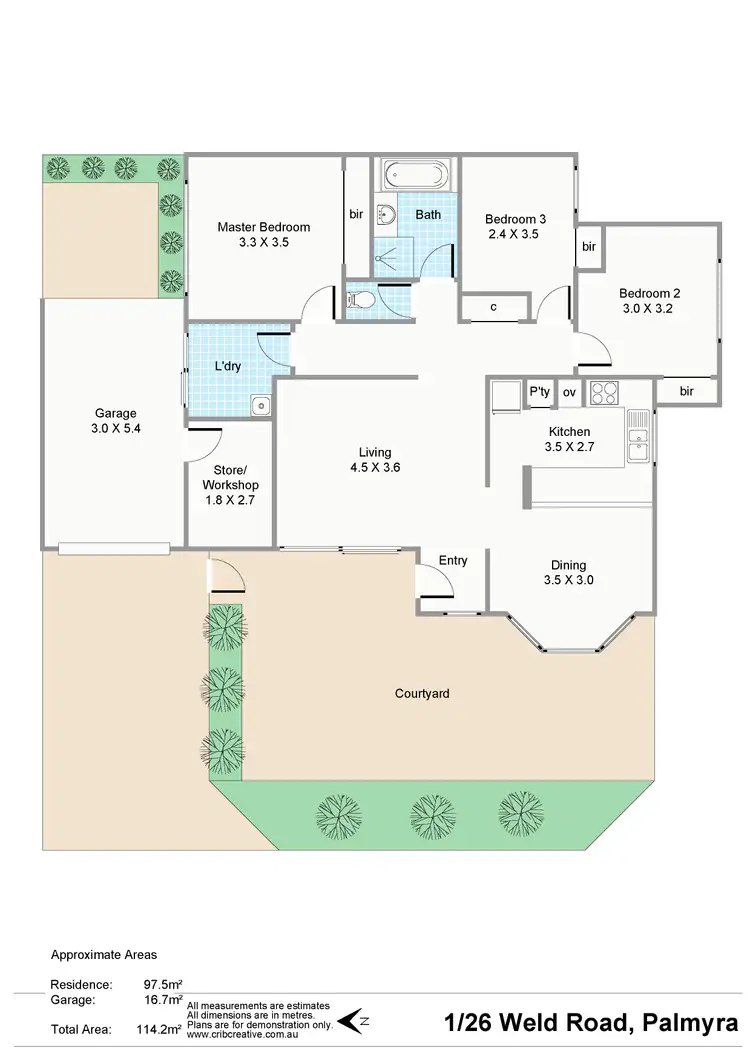 Floorplan of Homely villa listing, 1/26 Weld Road, Palmyra WA 6157
